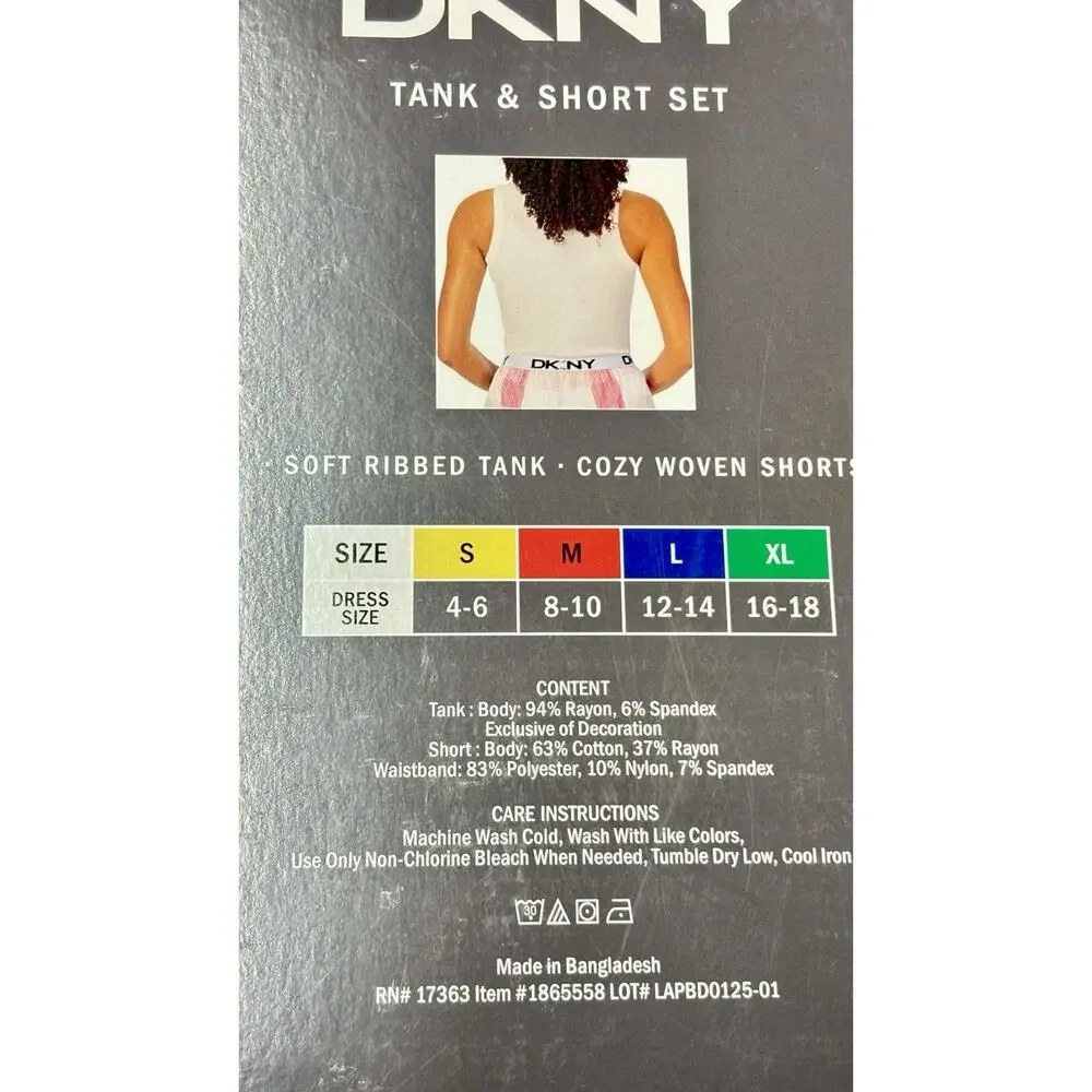 DKNY Women's Ribbed Tank Woven Short Set Loungewear XL Pink NIB - Picture 5 of 5